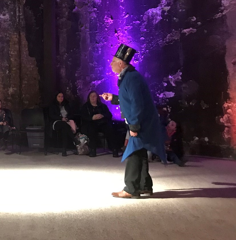 Actor Tim telling visitors about the Thames Tunnel, in the guise of Sir Marc Brunel.