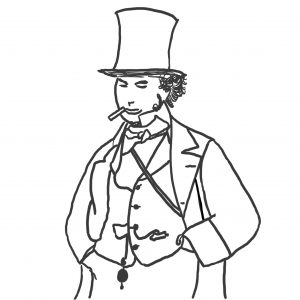 outline sketch of Isambard Kingdom Brunel