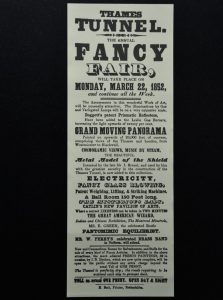 Flyer for Thames Tunnel annual Fancy Fair. Monday, March 22, 1852