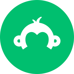 Icon for 'Survey Monkey'. A white outline of a monkey's head against a green circular background.