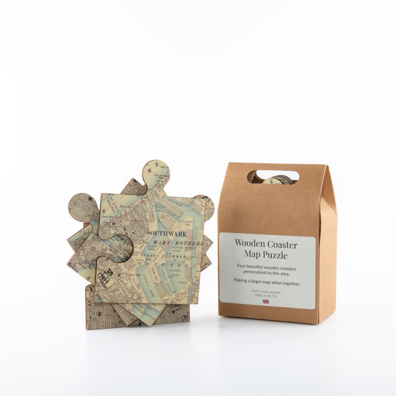 Vintage Map Jigsaw Coasters