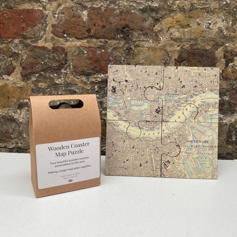 Vintage Map Jigsaw Coasters