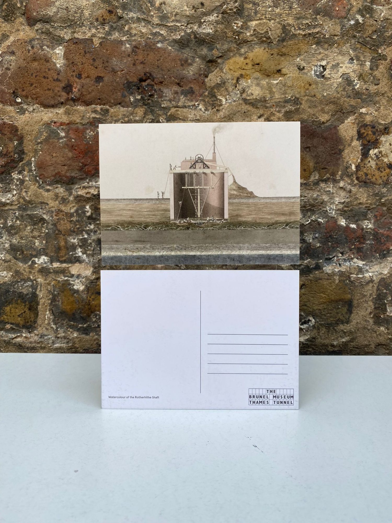 Image showing a postcard with illustration of thames tunnel shaft